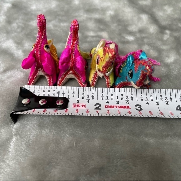 Vintage Hand Embroidered Stuffed Elephant & Horse Holiday Ornaments Lot of 19 - Picture 8 of 12